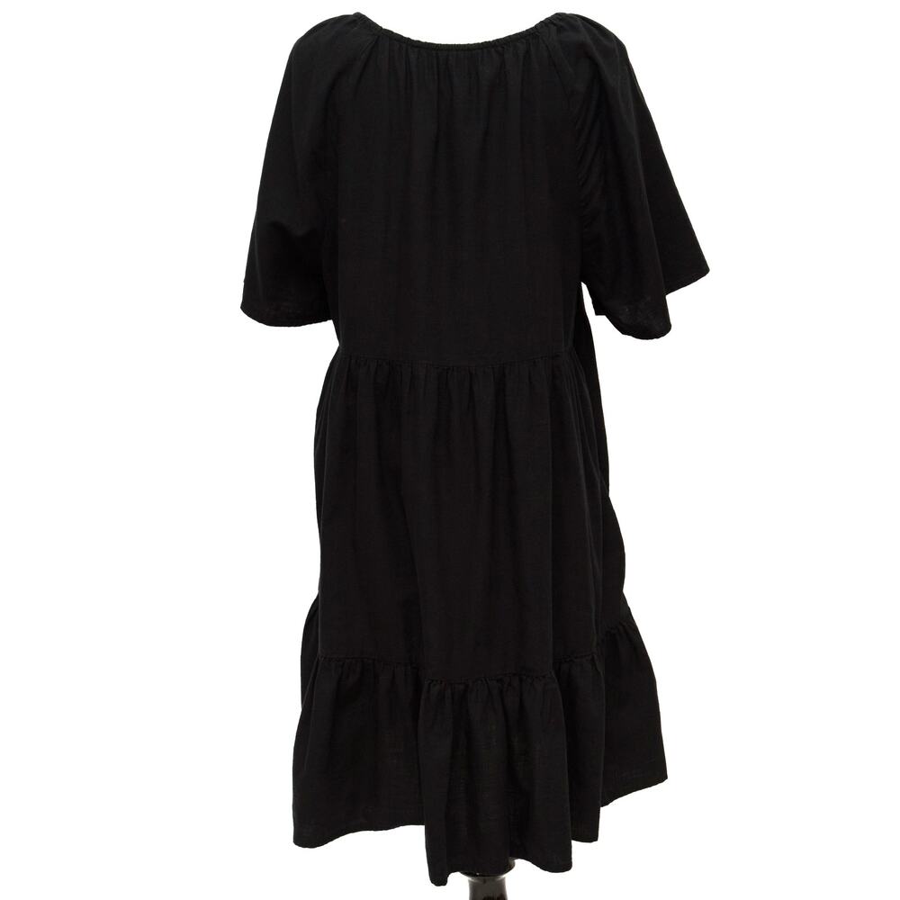 a.n.a Square-Neck Tiered Black Midi Dress With Pockets Size XL - Picture 3 of 14